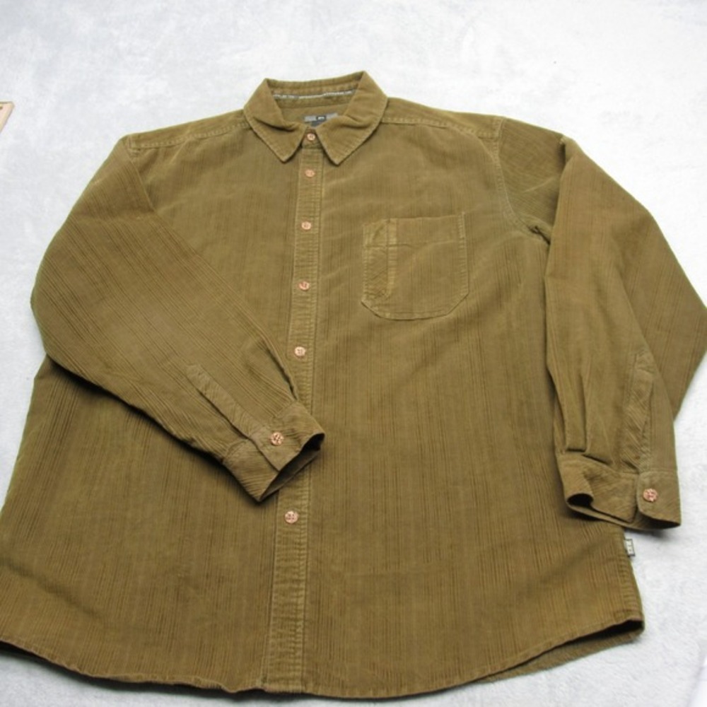 REI Corduroy Shirt Mens Large Green Pocket Button Up Long Sleeve‎ Midweight - Picture 3 of 15
